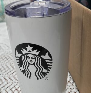 Starbucks White and Black Logo Tumbler